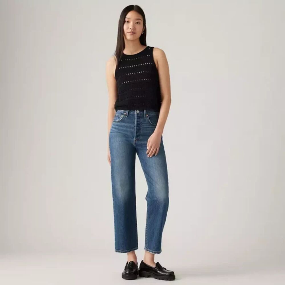 Levi's Premium Denim Ribcage Straight Ankle W26" L27" Jean - On My Honor - Dark